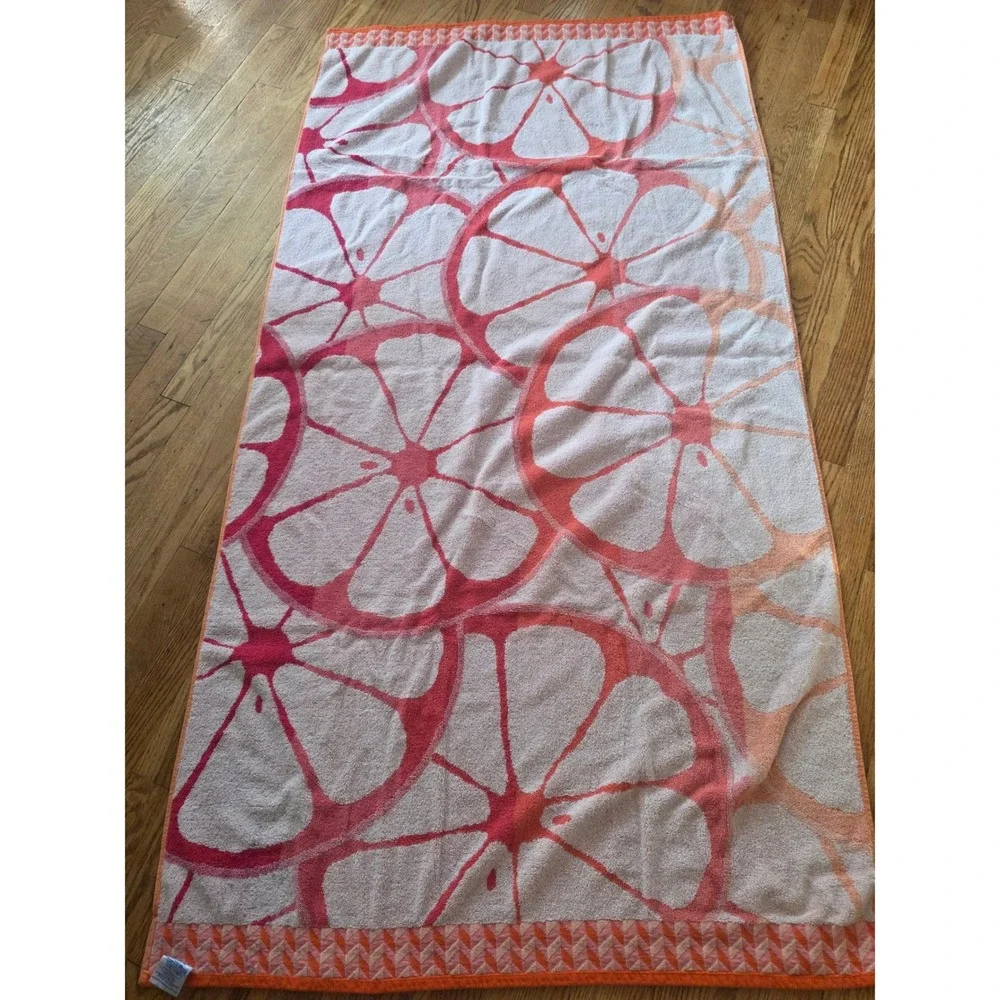 The Big One Pink Orange Grapefruit Citrus Beach Towel 100% Cotton 34x68 Y2K Boho